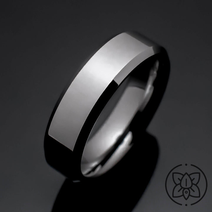 Silver Polished Tungsten Wedding Ring - in 6mm Width