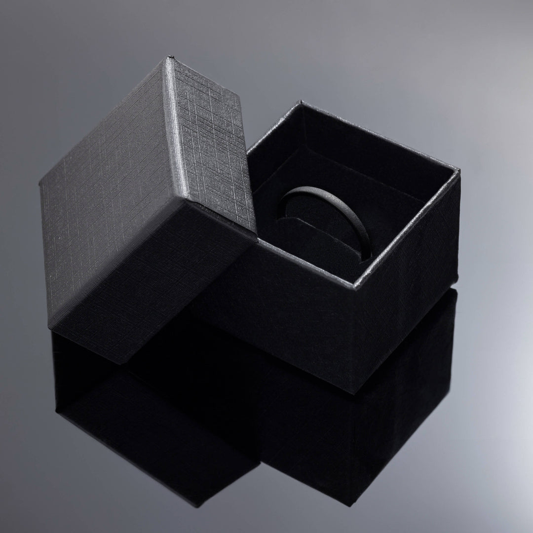 Black Sandblasted Obsidian-style Wedding ring - in 2mm Width