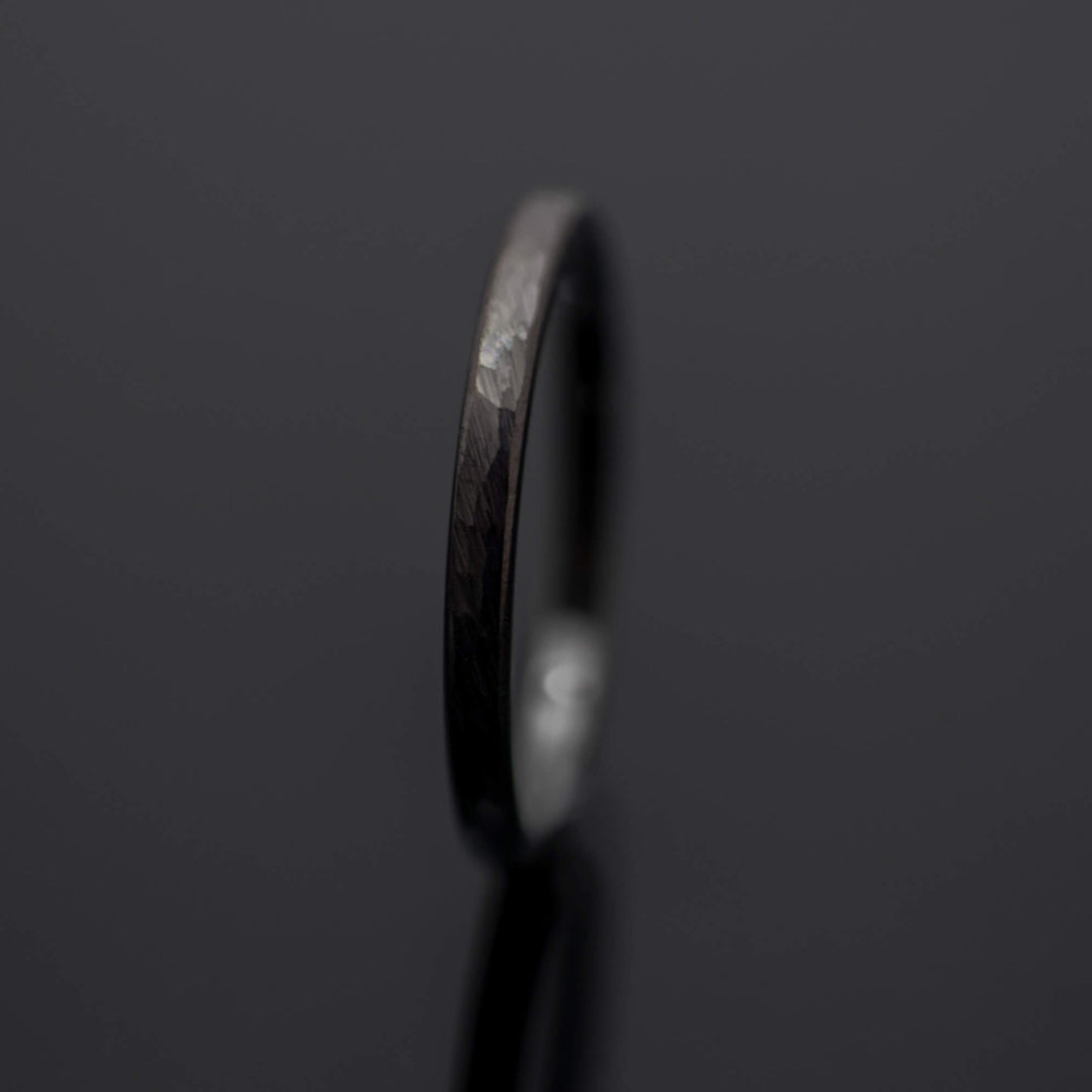 Hammered Gunmetal Tungsten Wedding Band - in 2mm Width