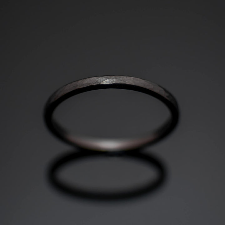 Hammered Gunmetal Tungsten Wedding Band - in 2mm Width