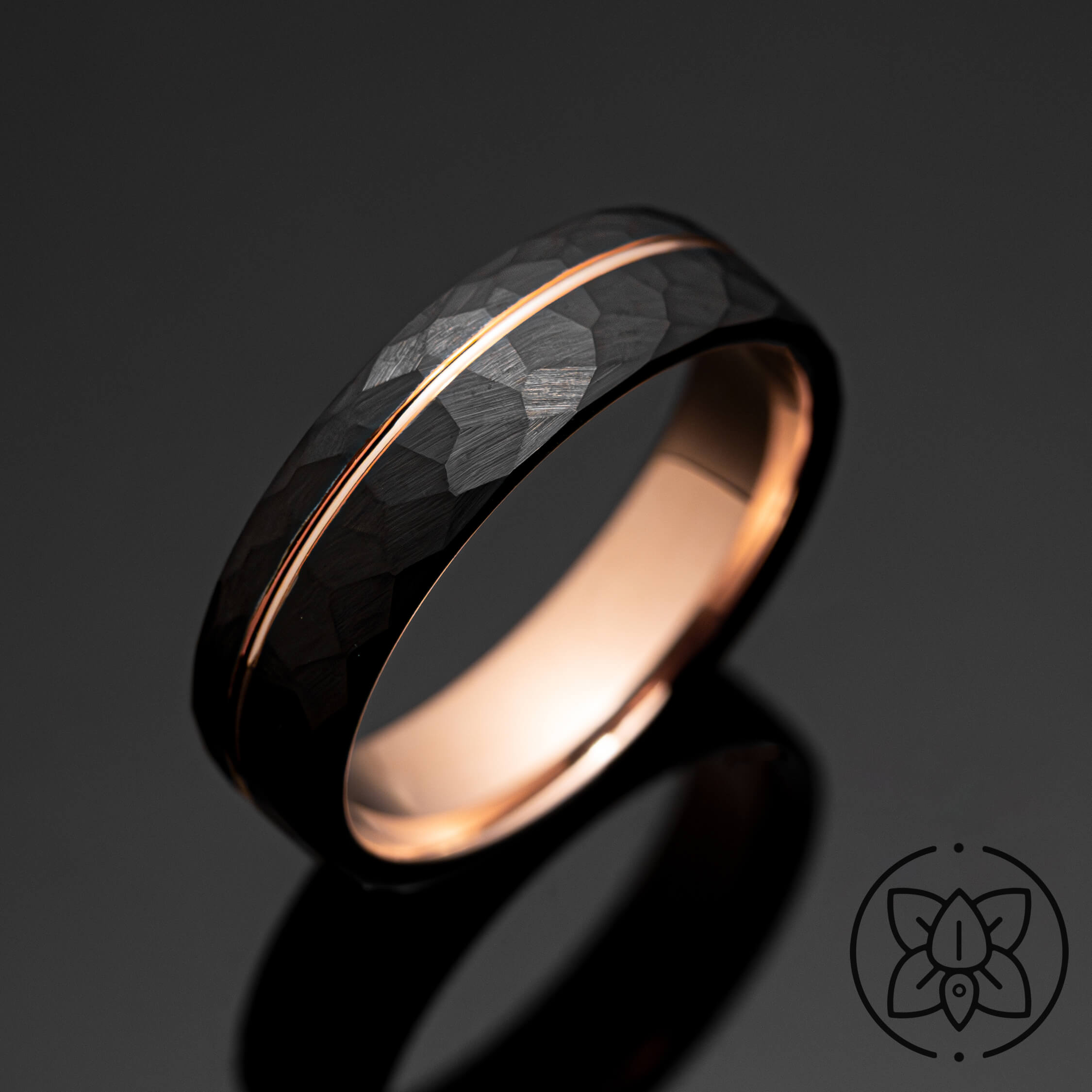 6mm-black-hammered-rose-gold-