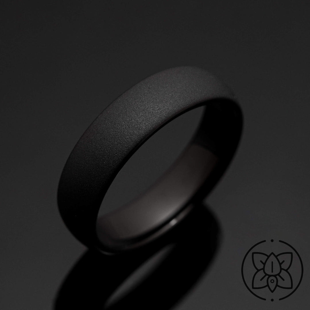 Black Sandblasted Wedding Ring - in 6mm Width