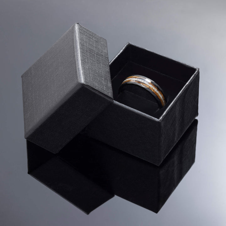 Charred Whiskey Barrel and Antler inlay Black - in 6mm Width