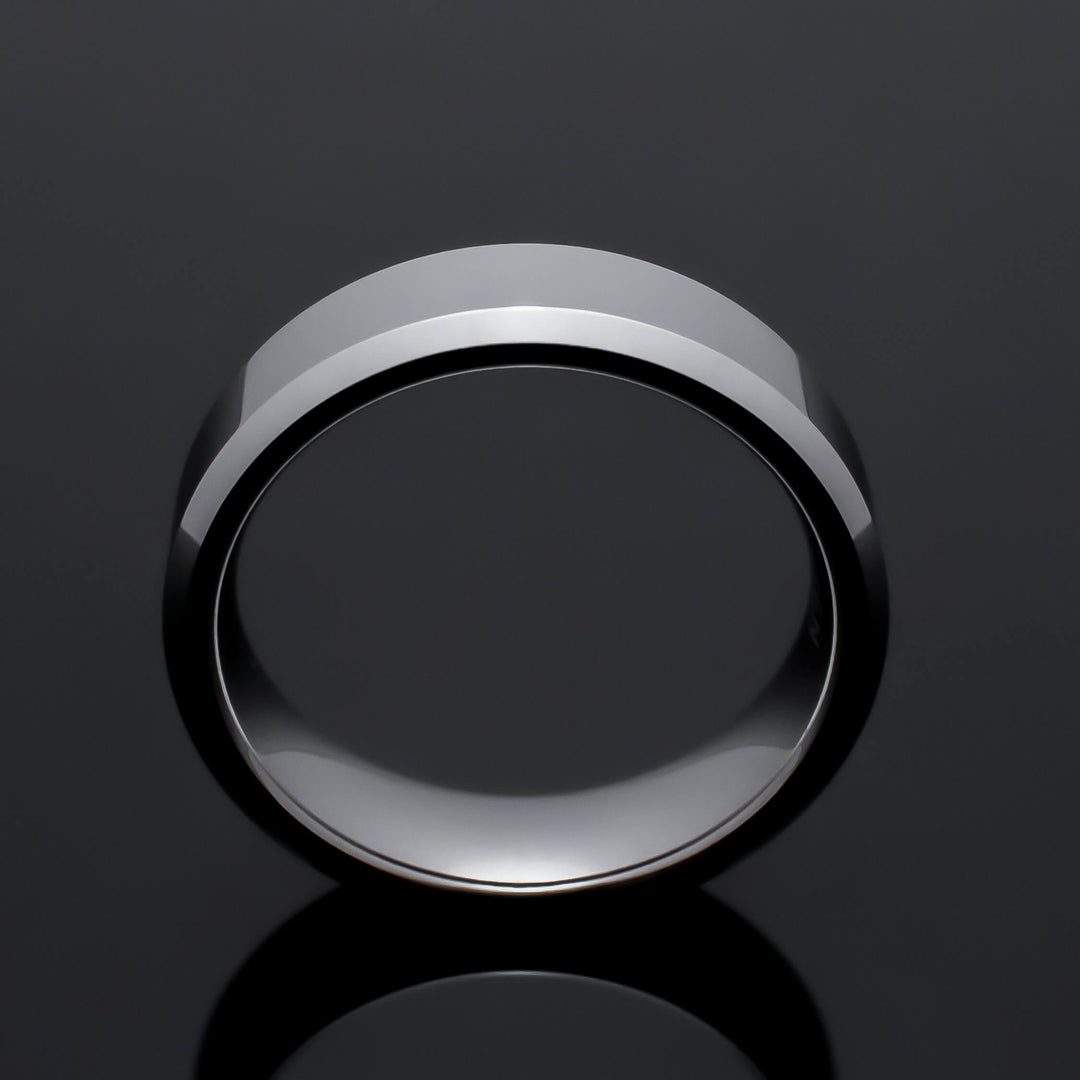 Silver Polished Tungsten Wedding Ring - in 6mm Width