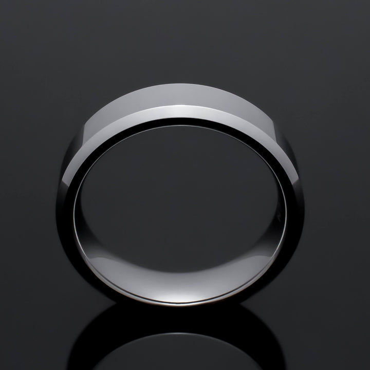 Silver Polished Tungsten Wedding Ring - in 6mm Width