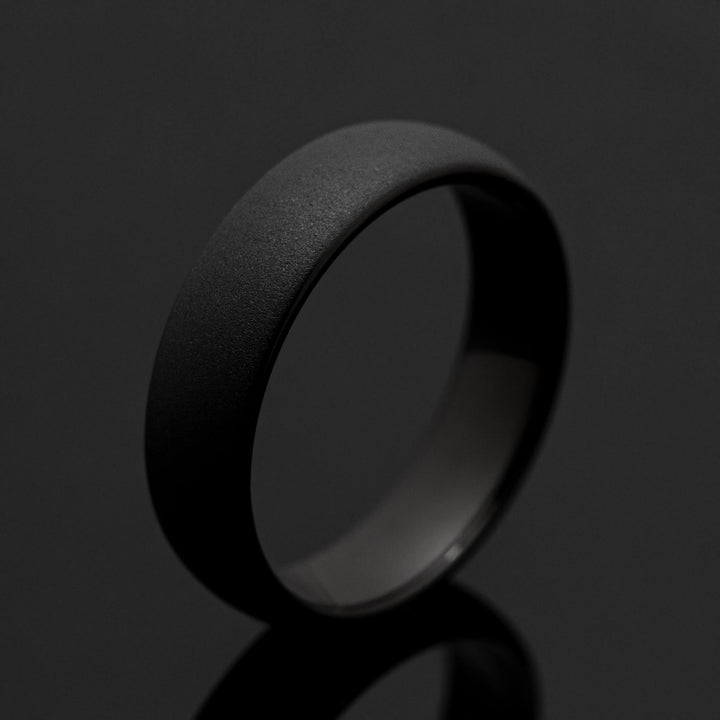 Black Sandblasted Wedding Ring - in 6mm Width