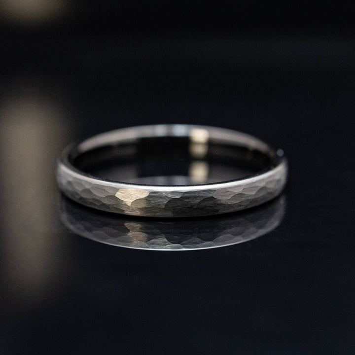 Black Hammered Tungsten Wedding Band Ring - in 3mm Width