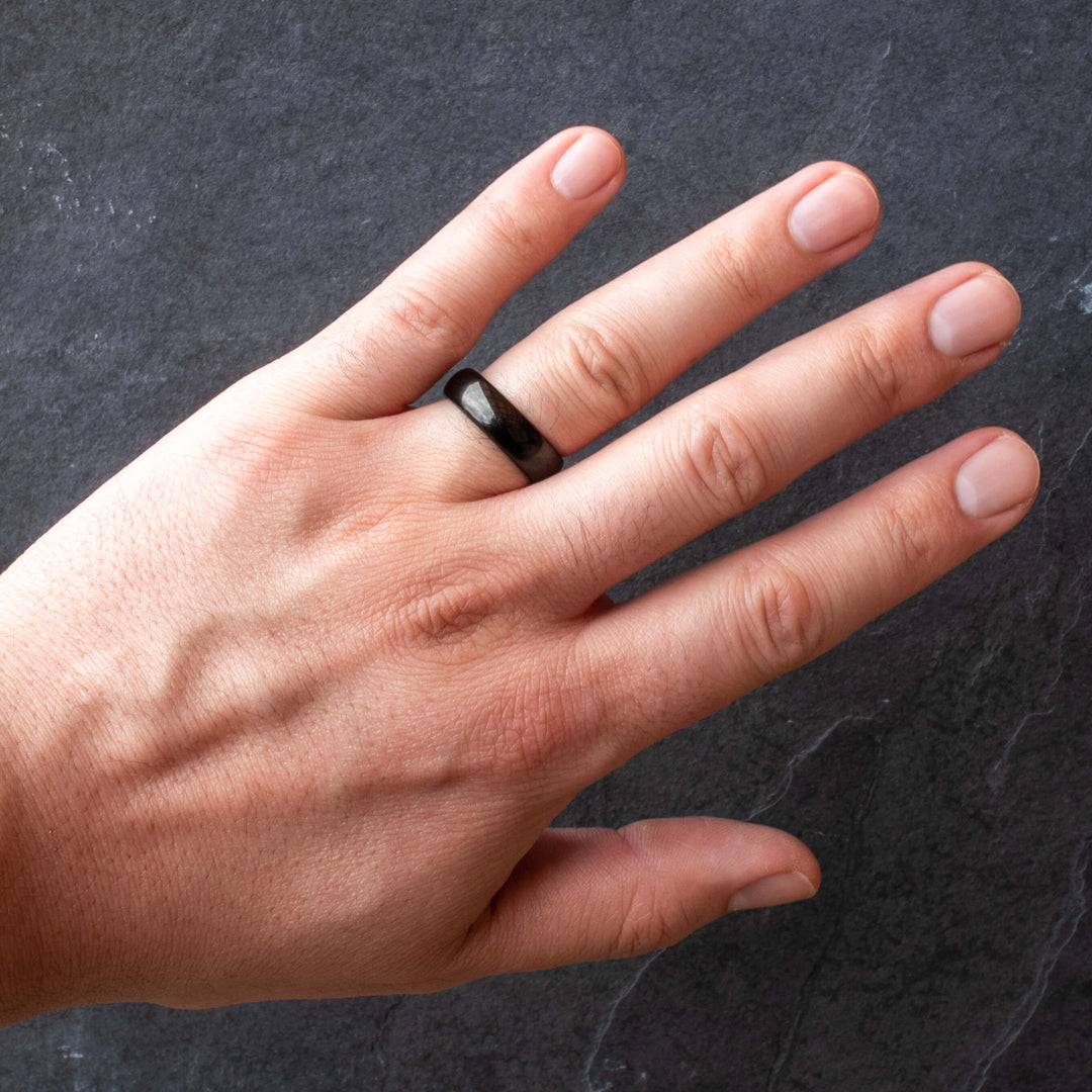 The Obsidian | Black Obsidian POLISHED Tungsten Wedding Band - in 6mm Width