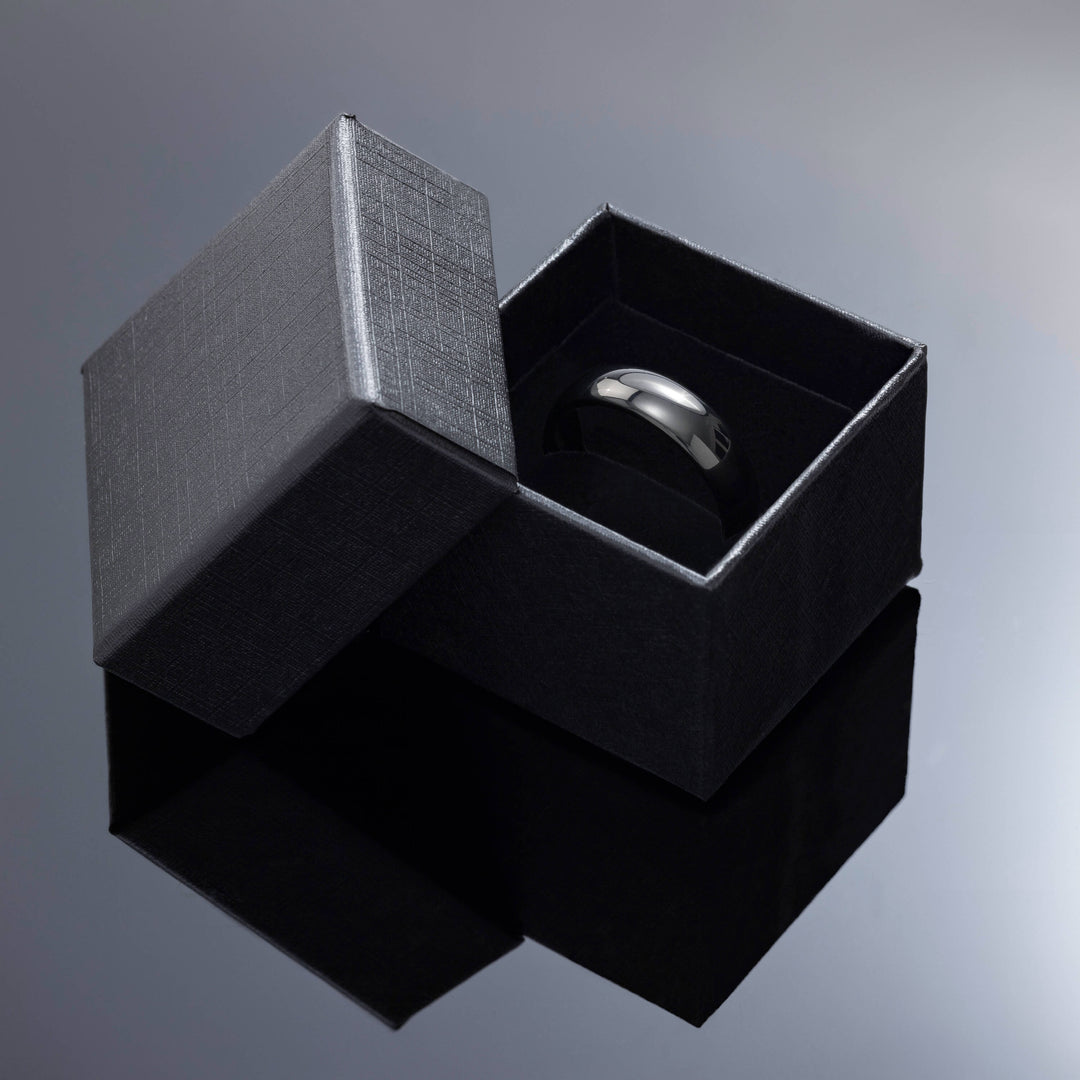 The Obsidian | Black Obsidian POLISHED Tungsten Wedding Band - in 6mm Width