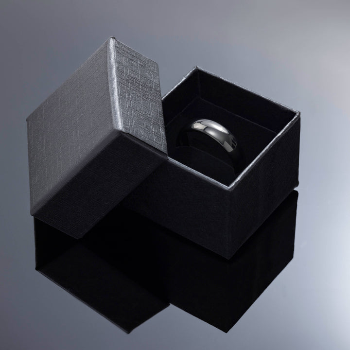 The Obsidian | Black Obsidian POLISHED Tungsten Wedding Band - in 6mm Width