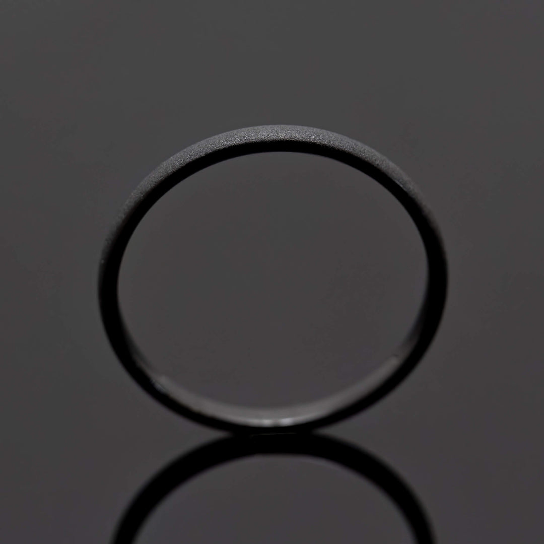 Black Sandblasted Obsidian-style Wedding ring - in 2mm Width
