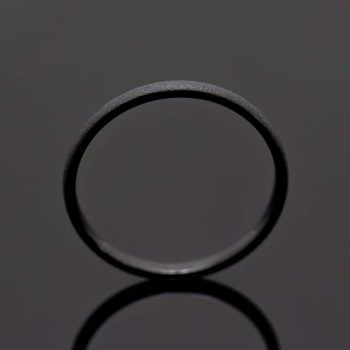 Black Sandblasted Obsidian-style Wedding ring - in 2mm Width