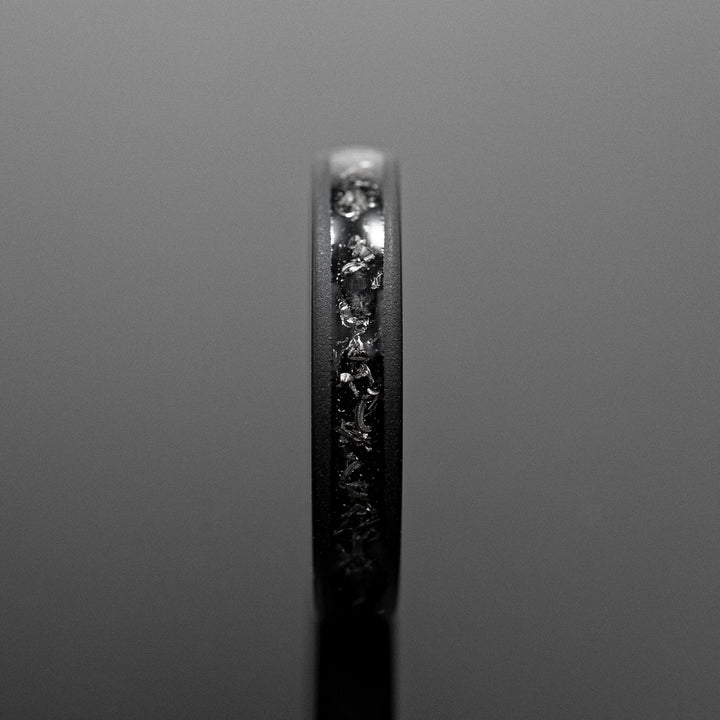 Black Meteorite Sandblasted Wedding Ring - in 4mm Width