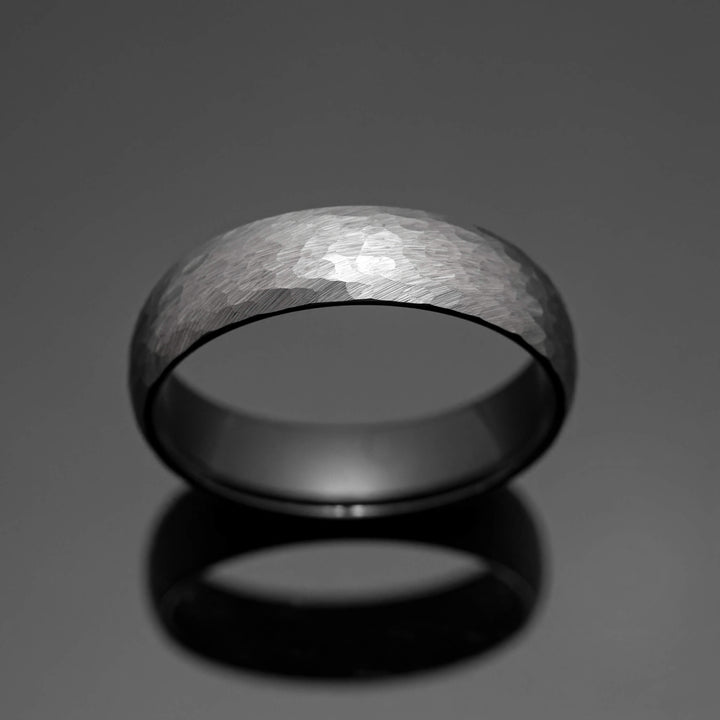 Silver Hammered tungsten wedding band - in 6mm Width