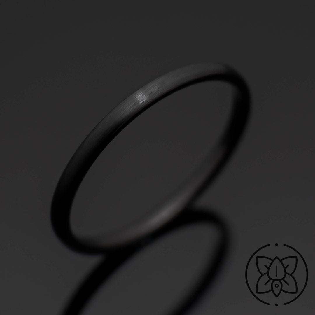 Black Brushed Obsidian Style Tungsten Wedding Ring - in 2mm Width