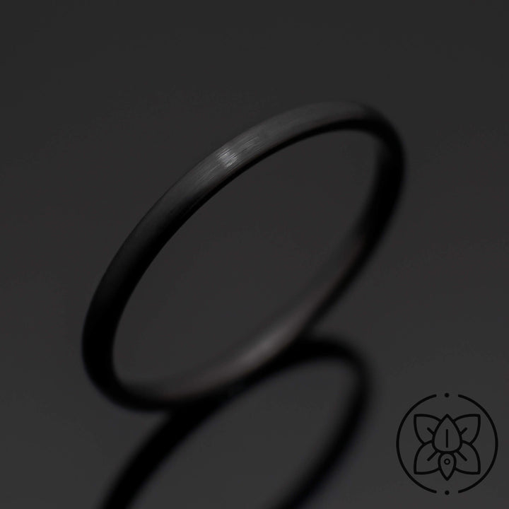 Black Brushed Obsidian Style Tungsten Wedding Ring - in 2mm Width