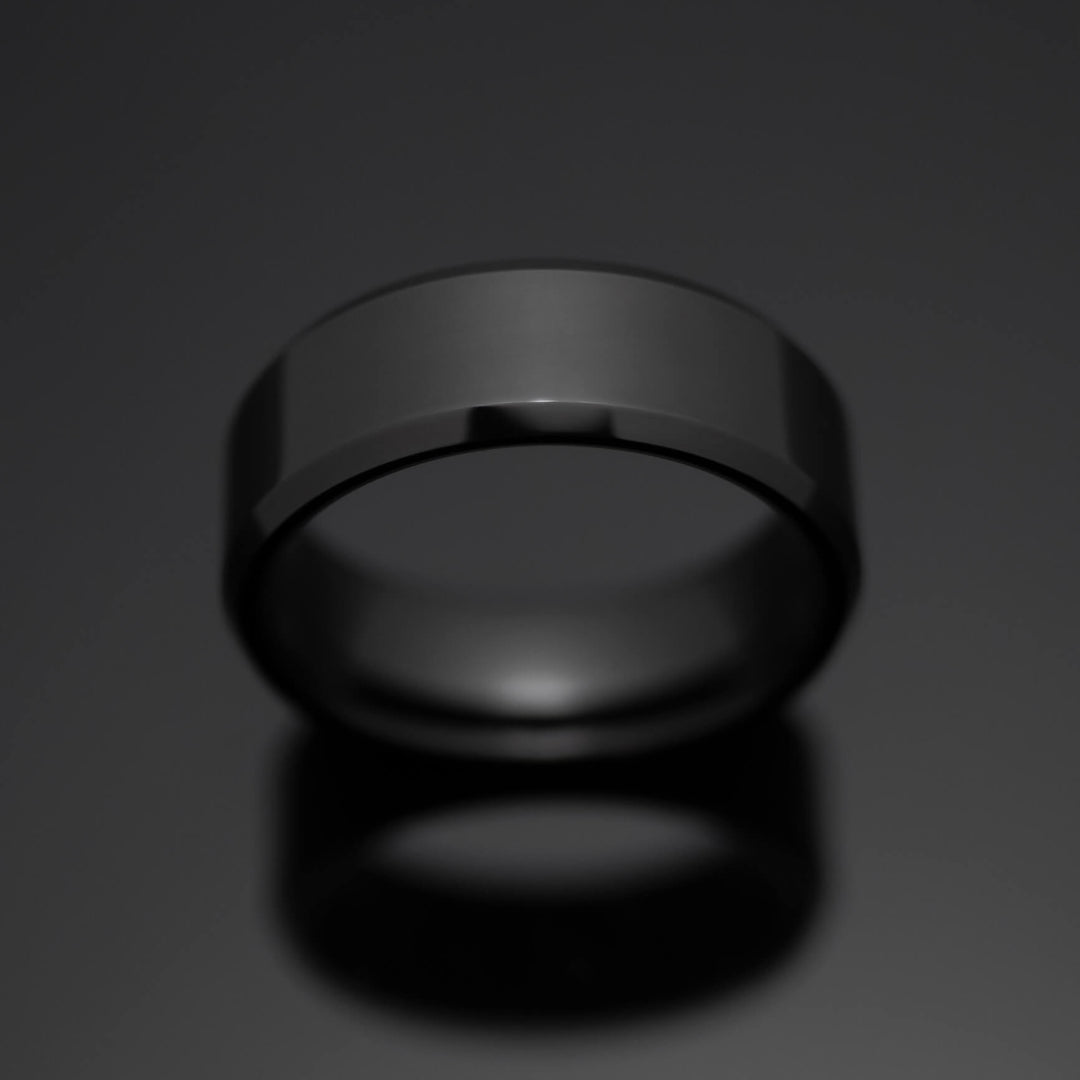 The Black Obsidian Sleek Tungsten Ring - in 8mm Width
