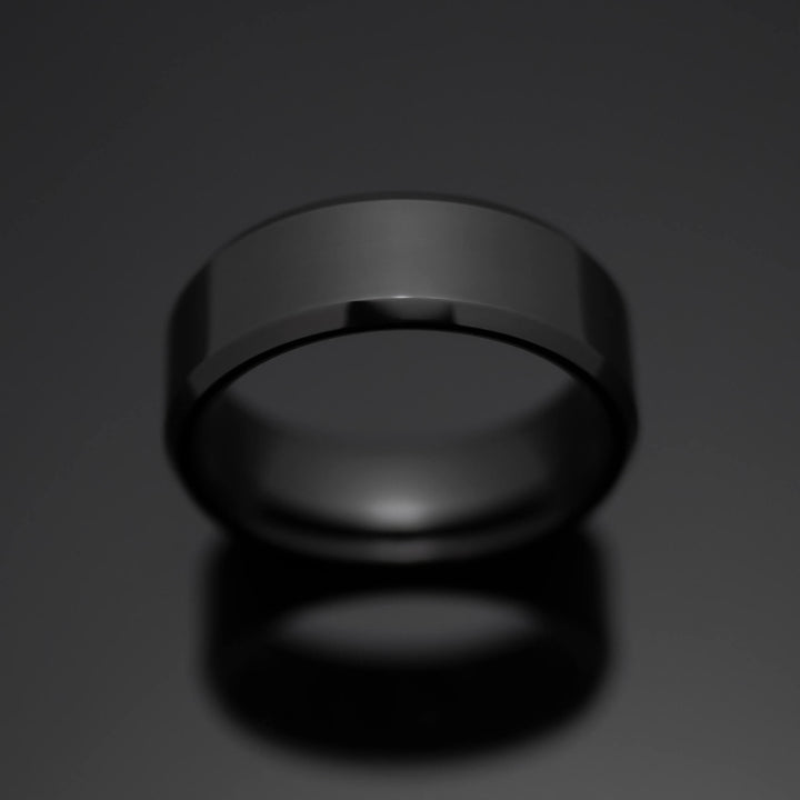 The Black Obsidian Sleek Tungsten Ring - in 8mm Width