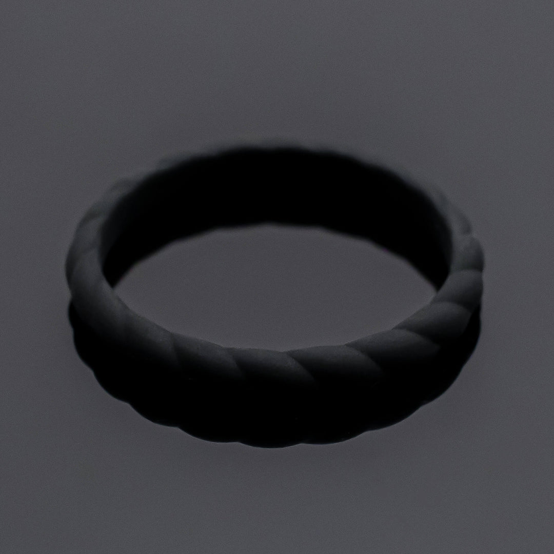 Women Silicone Wedding Bands | 3 Rubber Ring Set | White/Black/Plum Purple