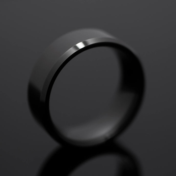 The Black Obsidian Sleek Tungsten Ring - in 8mm Width