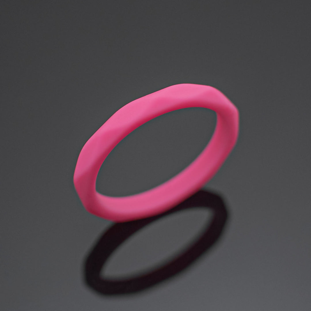 Women Silicone Wedding Bands | 3 Rubber Ring Set | White/Black/Fuchsia