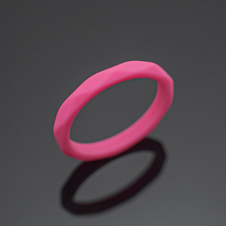 Women Silicone Wedding Bands | 3 Rubber Ring Set | White/Black/Fuchsia
