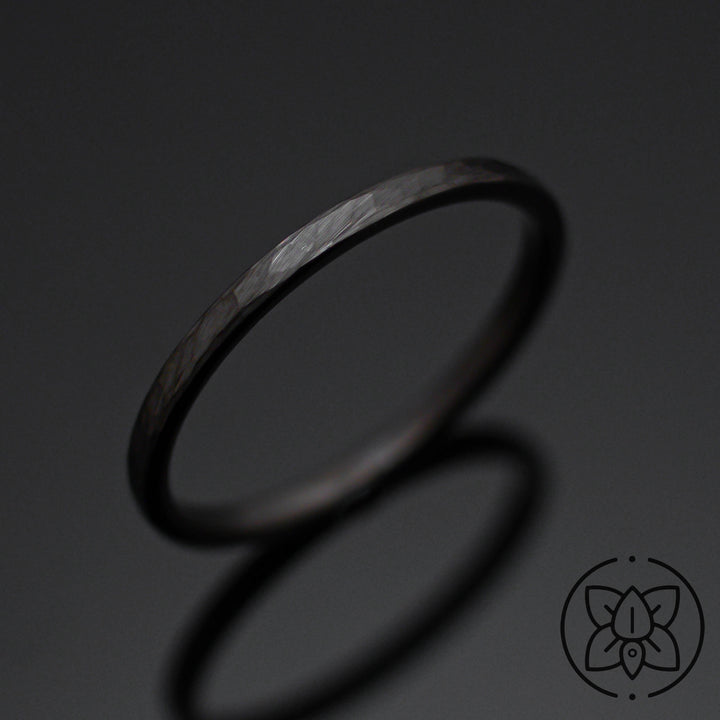 Hammered Gunmetal Tungsten Wedding Band - in 2mm Width