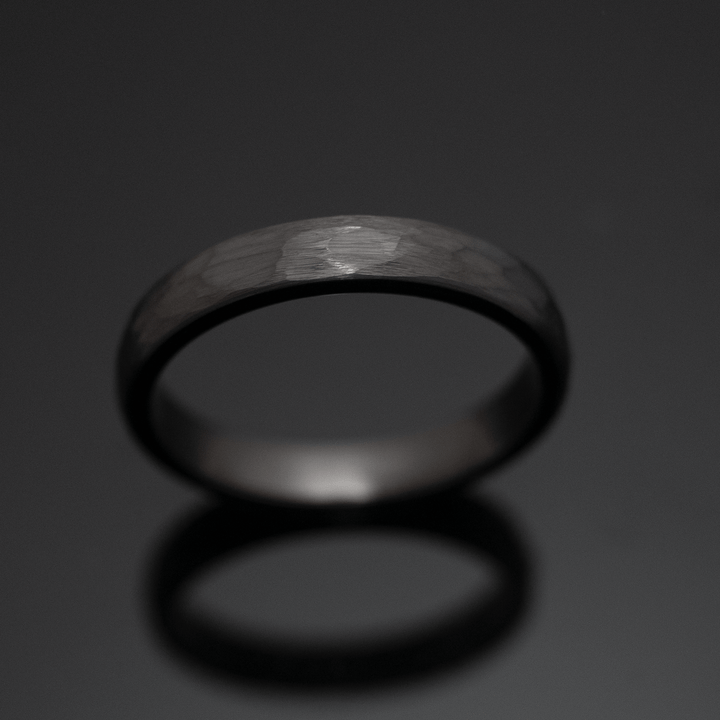 Gunmetal Hammered Tungsten Ring - in 4mm Width