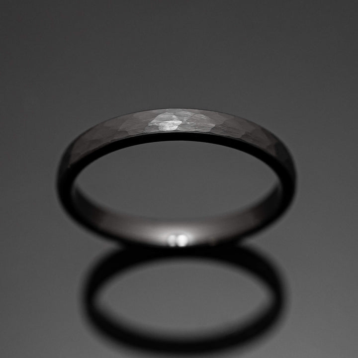 Black Hammered Tungsten Wedding Band Ring - in 3mm Width