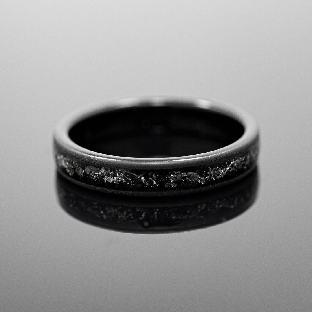 Black Meteorite Sandblasted Wedding Ring - in 4mm Width