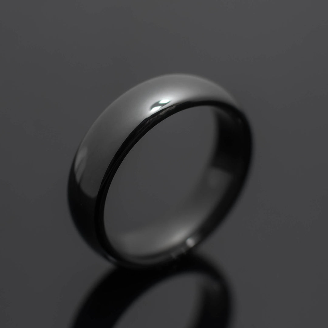 The Obsidian | Black Obsidian POLISHED Tungsten Wedding Band - in 6mm Width