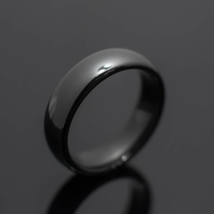 The Obsidian | Black Obsidian POLISHED Tungsten Wedding Band - in 6mm Width