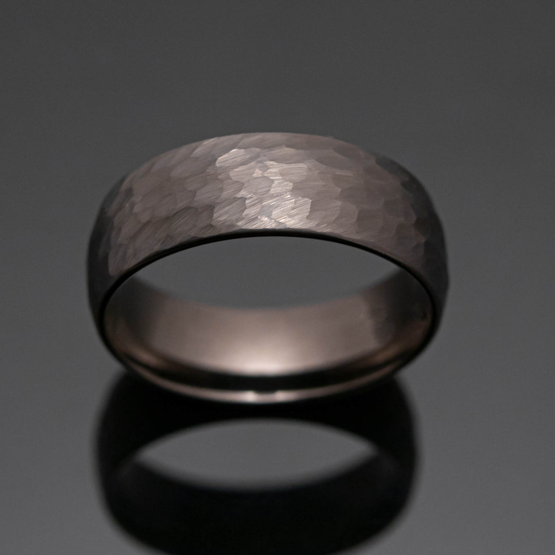 Gunmetal Hammered Tungsten Wedding Band - in 8mm Width