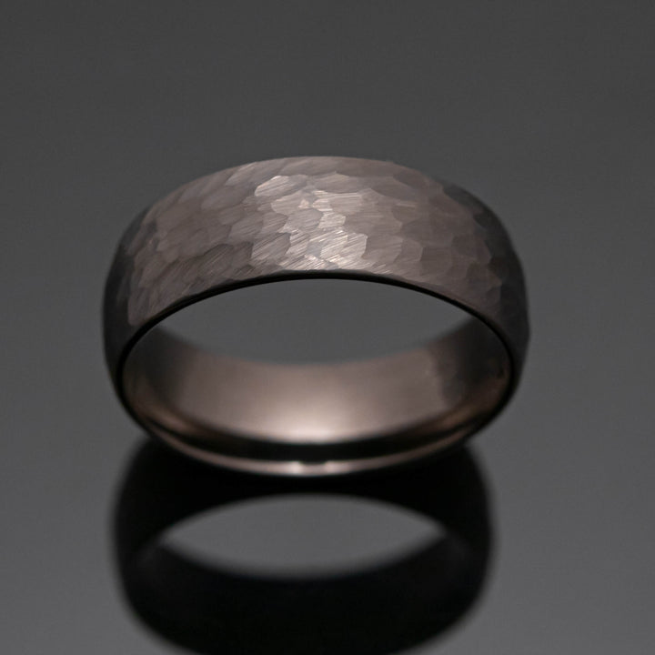 Gunmetal Hammered Tungsten Wedding Band - in 8mm Width
