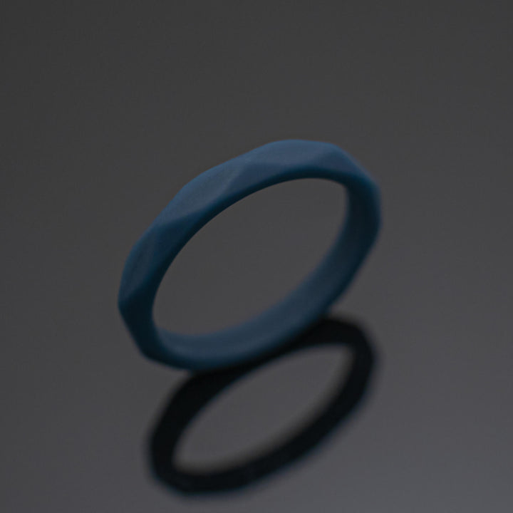 Women Silicone Wedding Bands | 3 Rubber Ring Set | White/Black/Dark Blue