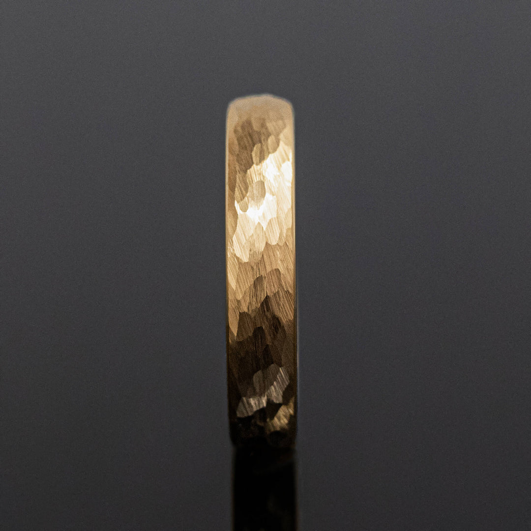 Gold Hammered Tungsten Wedding Band Ring - in 4mm Width