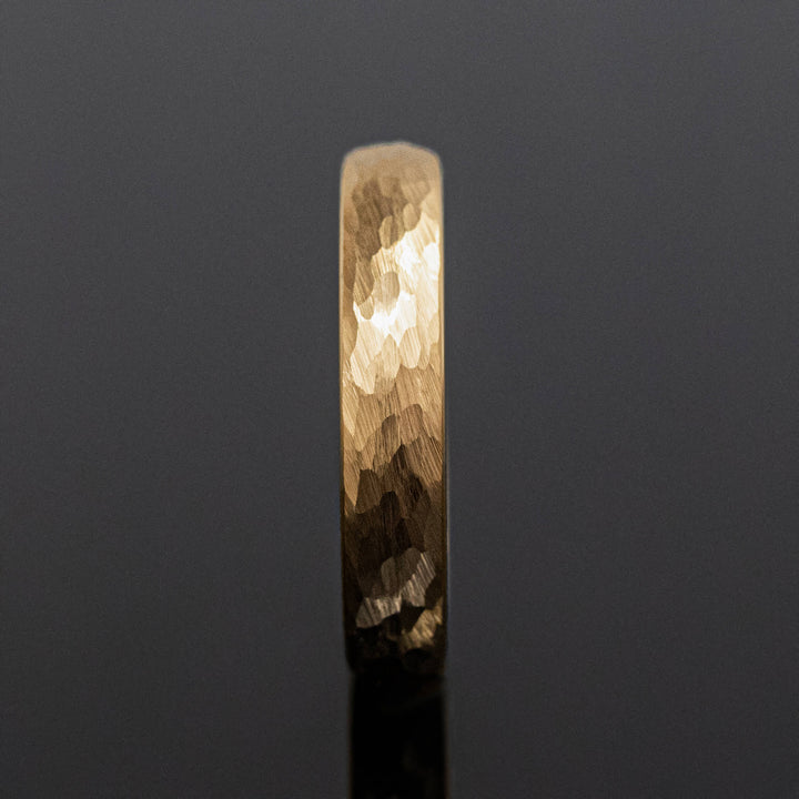 Gold Hammered Tungsten Wedding Band Ring - in 4mm Width