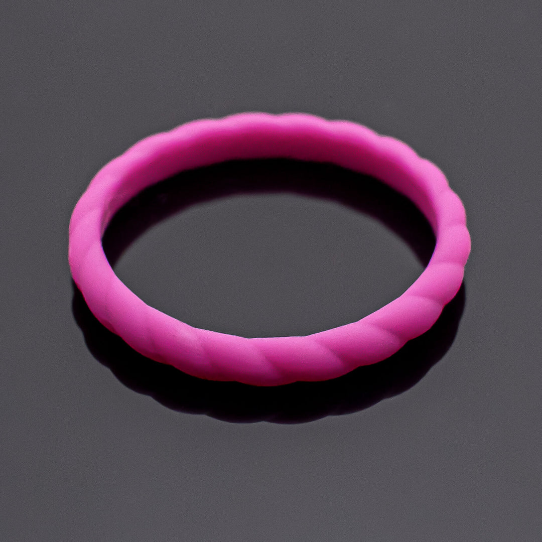 Women Silicone Wedding Bands | 3 Rubber Ring Set | White/Black/Plum Purple