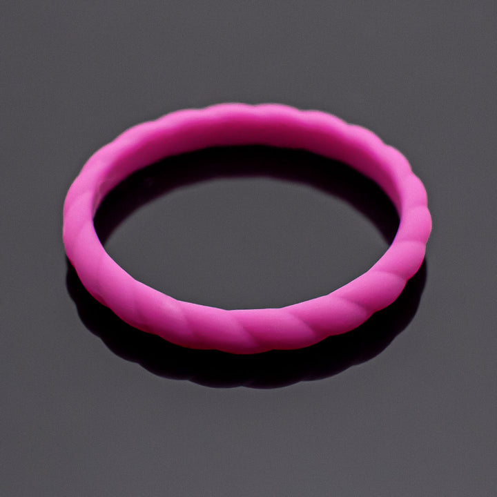 Women Silicone Wedding Bands | 3 Rubber Ring Set | White/Black/Plum Purple