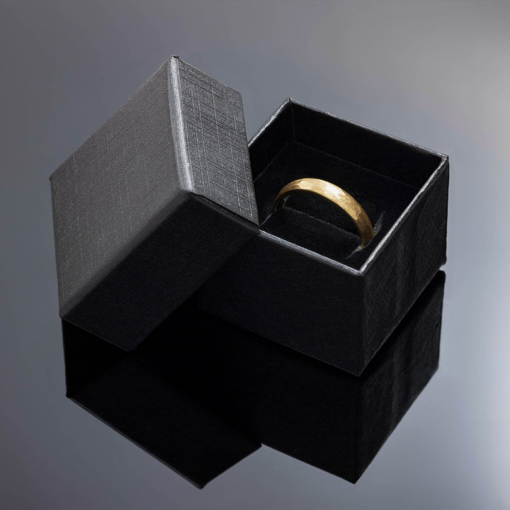 Gold Hammered Tungsten Wedding Band Ring - in 4mm Width