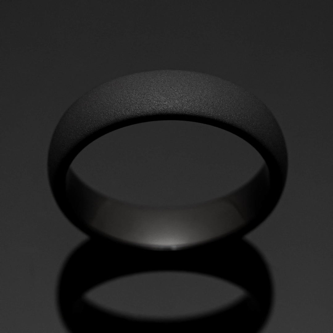 Black Sandblasted Wedding Ring - in 6mm Width