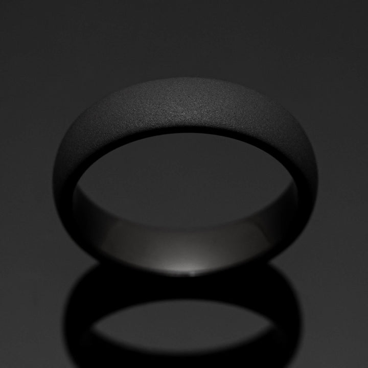 Black Sandblasted Wedding Ring - in 6mm Width