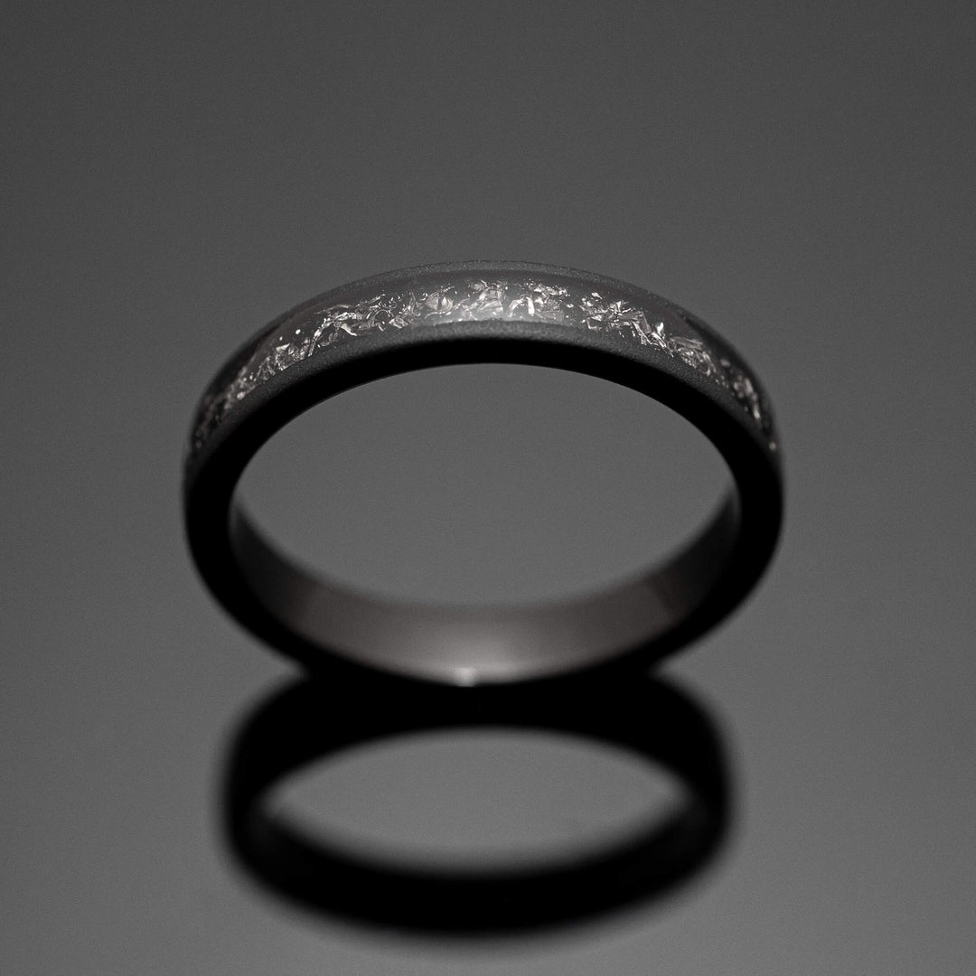 Black Meteorite Sandblasted Wedding Ring - in 4mm Width