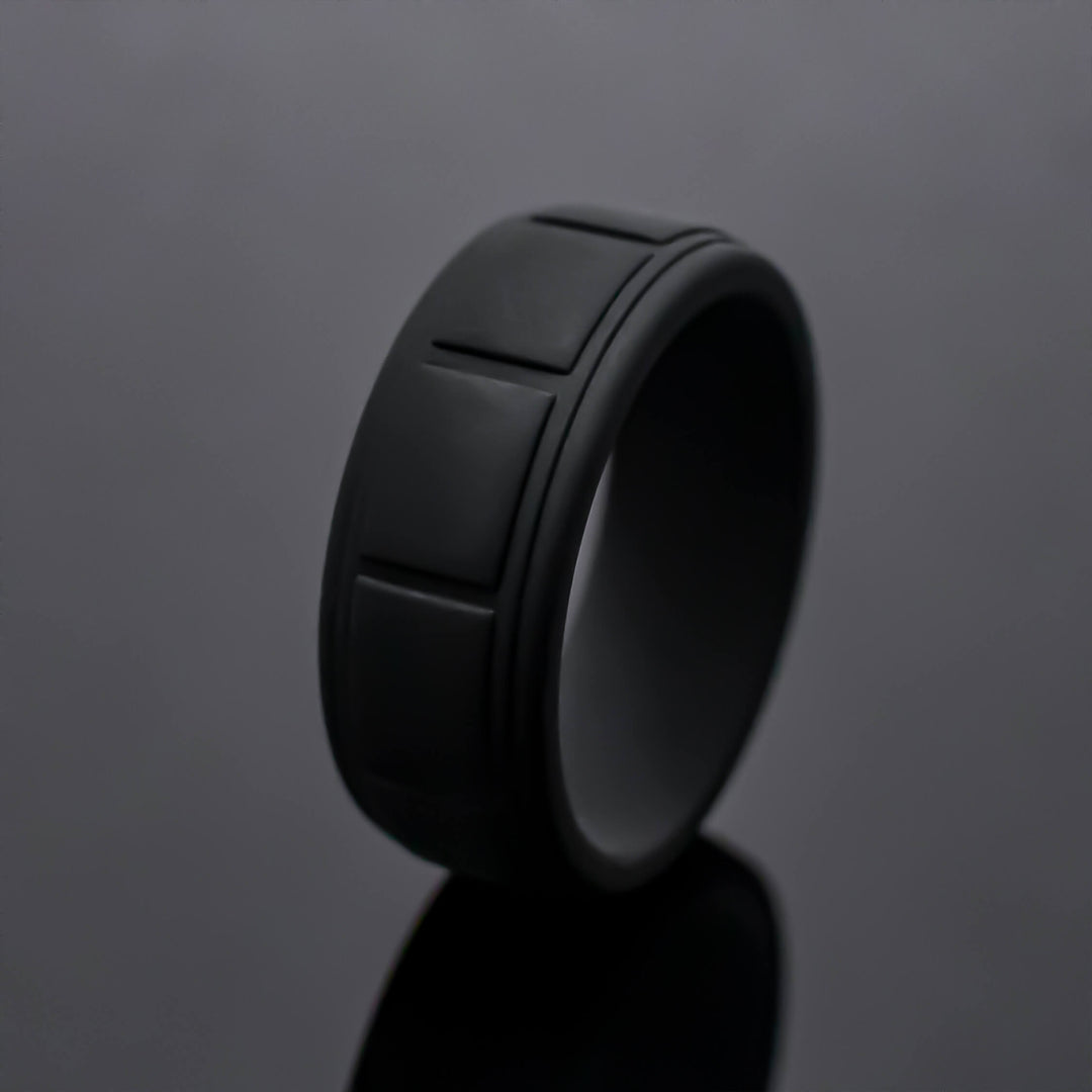 Black Onyx Silicone Wedding Band Set | 6mm/8mm Bands