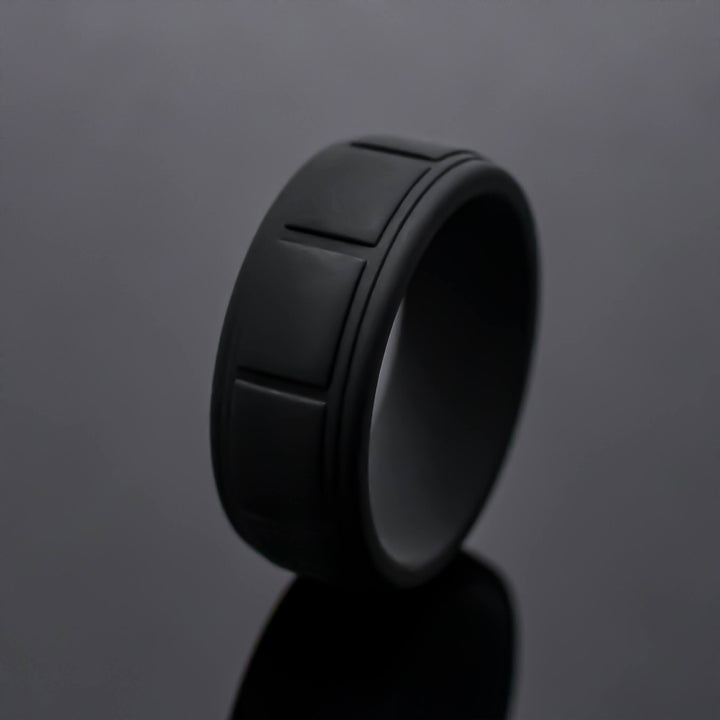 Black Onyx Silicone Wedding Band Set | 6mm/8mm Bands