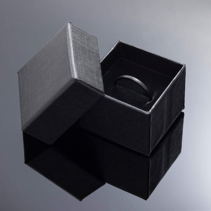 Black Brushed Obsidian Style Tungsten Wedding Ring - in 2mm Width