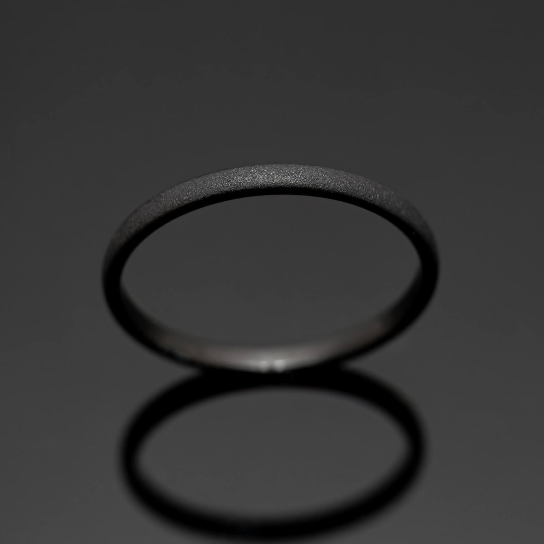 Black Sandblasted Obsidian-style Wedding ring - in 2mm Width