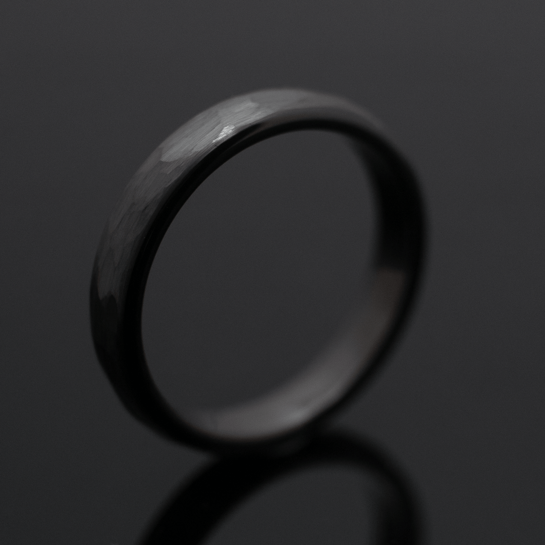 Gunmetal Hammered Tungsten Ring - in 4mm Width