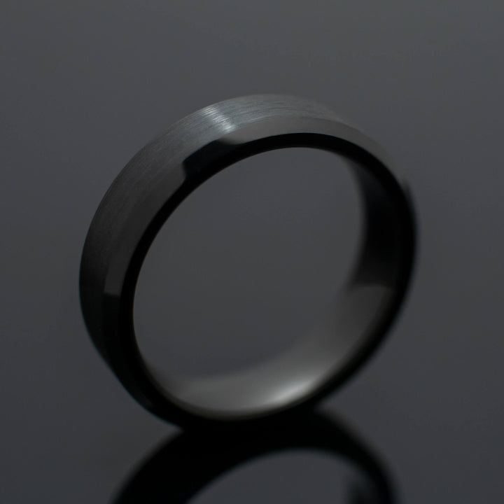 Black Obsidian Brushed Wedding Ring - in 6mm Width