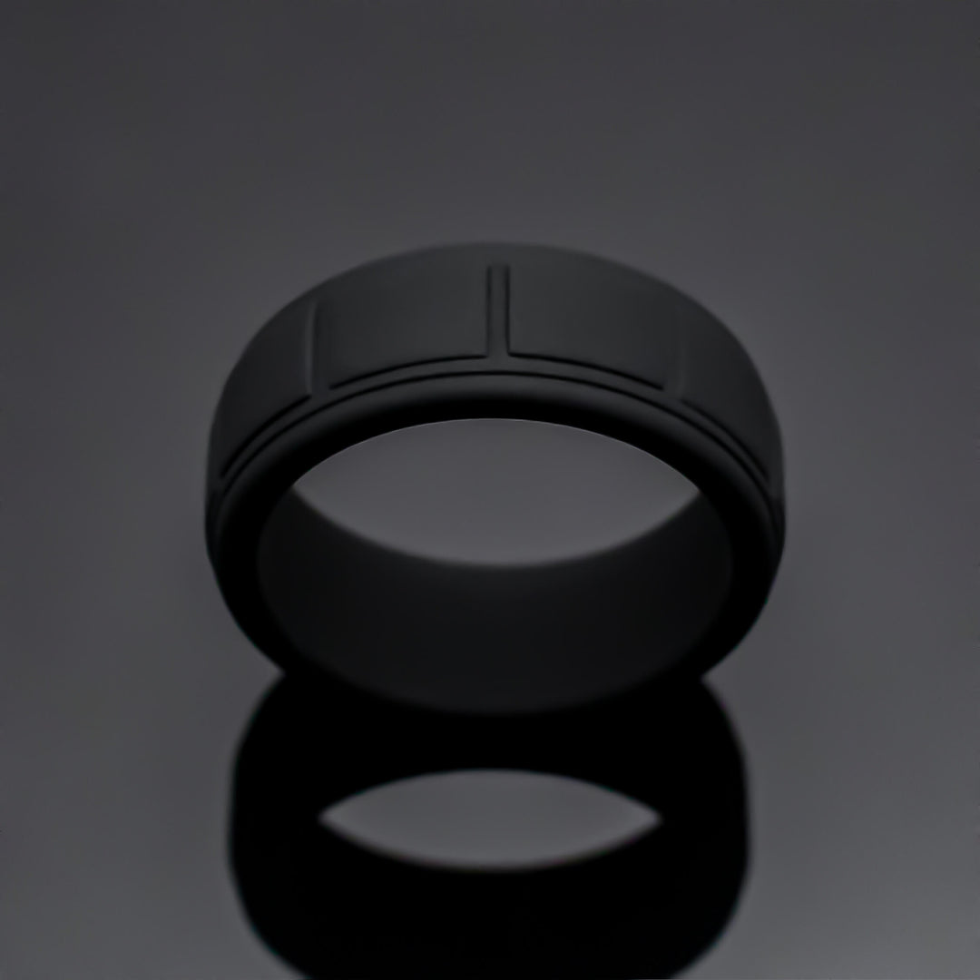 Black Onyx Silicone Wedding Band Set | 6mm/8mm Bands